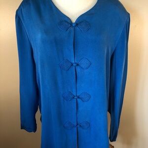 VINTAGE ***NWT*** 100% Silk Shomi Blue Blazer & Matching Skirt Size 16